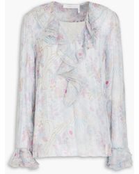 See By Chloé - Bluse aus chiffon aus einer seidenmischung mit floralem print und rüschen - Lyst
