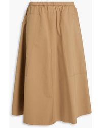 Vince - Cotton-Blend Twill Midi Skirt - Lyst
