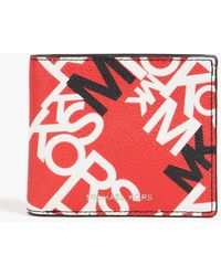 Michael Kors Hudson Logo-print Faux Textu-leather Wallet - Red