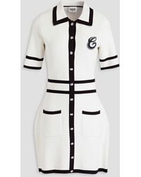 Claudie Pierlot - Embroidered Button-embellished Knitted Mini Shirt Dress - Lyst