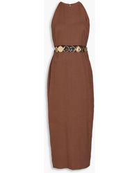 Veronica Beard - Isla Embellished Linen-Blend Twill Midi Dress - Lyst