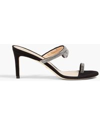 Stuart Weitzman - Sue Crystal-embellished Suede Sandals - Lyst