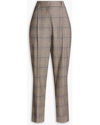 Brunello Cucinelli - Karottenhose aus tweed aus einer wollmischung mit glencheck-muster und zierperlen - Lyst