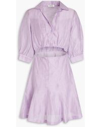 Sandro - Cutout Linen-blend Gauze Mini Shirt Dress - Lyst