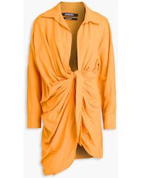 Jacquemus - Bahia Draped Woven Mini Shirt Dress - Lyst