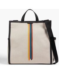 Paul Smith - Leather-trimmed Striped Canvas Tote - Lyst