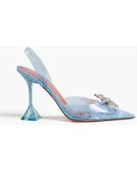 AMINA MUADDI - Rosie 95 Crystal-embellished Bow-detailed Pvc Pumps - Lyst