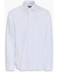 Canali - Striped Cotton-seersucker Shirt - Lyst