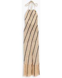 Nicholas - Honor Striped Crocheted Cotton-blend Halterneck Midi Dress - Lyst