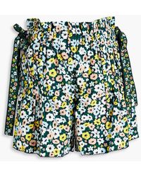 Agua Bendita - Janeiro shorts aus baumwollpopeline mit falten und floralem print - Lyst