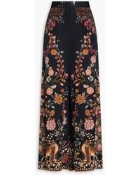 CAMILLA - Floral-Print Silk Crepe De Chine Wide-Leg Pants - Lyst