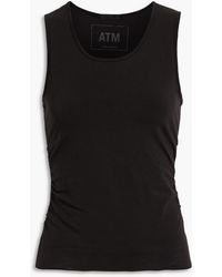 ATM - Ruched Pima Cotton-blend Jersey Tank - Lyst