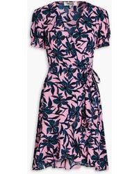 Diane von Furstenberg - Emilia Floral-print Crepe Mini Wrap Dress - Lyst