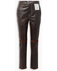MM6 by Maison Martin Margiela - Suede-trimmed Leather Straight-leg Pants - Lyst