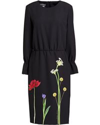 Boutique Moschino Wrap-effect Floral-print Satin-crepe Dress - Black