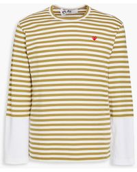 Comme des Garçons - Appliquéd Striped Cotton-jersey T-shirt - Lyst
