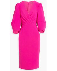 Badgley Mischka - Draped Crepe Midi Dress - Lyst