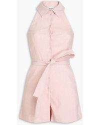 Claudie Pierlot - Jackie Belted Linen-Blend Playsuit - Lyst