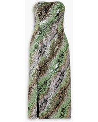 Halpern - Strapless Sequined Tulle Midi Dress - Lyst
