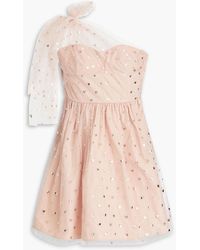 RED Valentino - One-shoulder Printed Tulle Mini Dress - Lyst