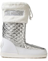 Love Moschino Faux Fur-trimmed Metallic Quilted Shell Snow Boots