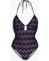 Zimmermann - Pointelle-knit Halterneck Swimsuit - Lyst