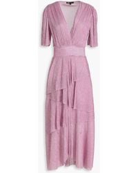 Maje - Metallic Plissé-tulle Midi Dress - Lyst