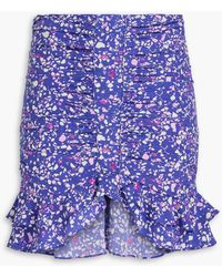 Isabel Marant - Ruffled Printed Stretch-Silk Mini Skirt - Lyst