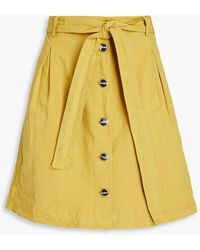 Rodebjer - Arlette Pleated Cotton And Linen-blend Mini Skirt - Lyst