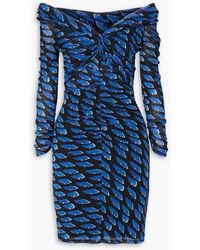 Diane von Furstenberg - Ganesa Off-the-shoulder Printed Stretch-mesh Mini Dress - Lyst