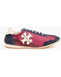 Tory Burch - Appliquéd Suede And Shell Sneakers - Lyst