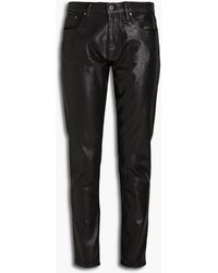 Roberto Cavalli Leather-trimmed Coated High-rise Skinny Jeans - Black