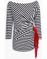 Stella Jean - Cutout Ruched Striped Cotton-jersey Top - Lyst