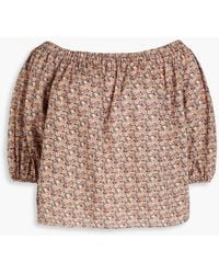Ba&sh - Fustave Off-the-shoulder Floral-print Cotton-poplin Shirt - Lyst