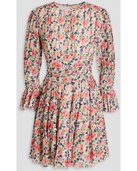 byTiMo - Gathered Floral-print Georgette Mini Dress - Lyst