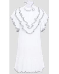 See By Chloé - Ruffle-trimmed Printed Plissé-georgette Mini Dress - Lyst
