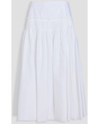 Theory - Pleated Cotton-blend Midi Skirt - Lyst