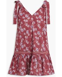 Eberjey - Kayla Crochet-trimmed Printed Cotton Mini Dress - Lyst