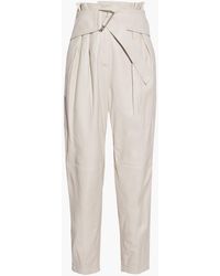 IRO - Husvik Belted Pleated Leather Tapered Pants - Lyst