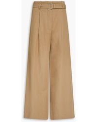 Proenza Schouler - Belted Cotton And Linen-Blend Twill Wide-Leg Pants - Lyst