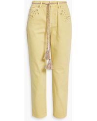 Zimmermann - Cropped Broderie Anglaise-trimmed Mid-rise Tapered Jeans - Lyst