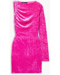 Versace - One-shoulder Open-back Crushed-velvet Mini Dress - Lyst