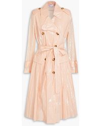 RED Valentino - Double-breasted Coated Point D'esprit Trench Coat - Lyst