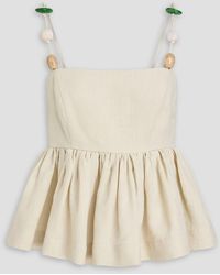 Casa Raki - Justina Embellished Linen Top - Lyst