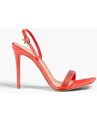 Gianvito Rossi - Britney Crystal-Embellished Velvet Slingback Sandals - Lyst