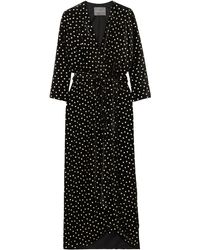 Monique Lhuillier Wrap-effect Velvet-jacquard Gown - Black