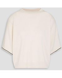 Brunello Cucinelli - Pullover aus einer woll-kaschmir-seidenmischung mit zierperlen - Lyst