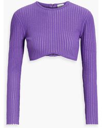 Hervé Léger - Cropped Ribbed-knit Top - Lyst