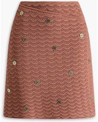 Sandro - Wrap-Effect Crystal-Embellished Crochet-Knit Mini Skirt - Lyst