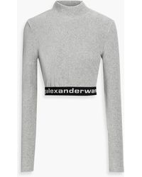 T By Alexander Wang - Cropped Stretch Cotton-blend Corduroy Turtleneck Top - Lyst